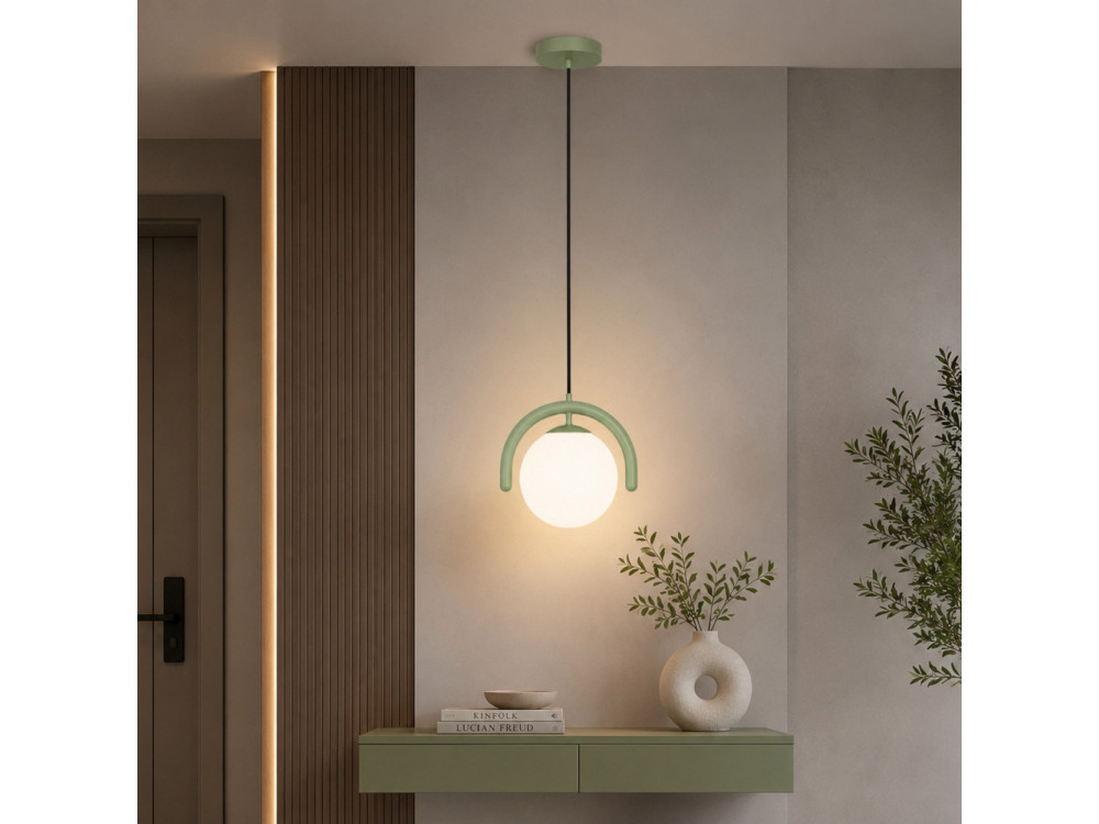 Lampada a sospensione in metallo "GEDIK-20441" - 20 x 20 cm - Verde menta