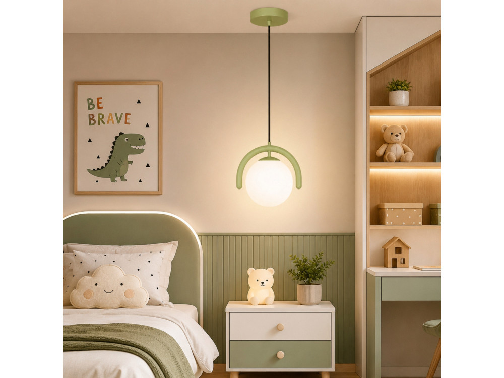 Lampada a sospensione in metallo "GEDIK-20441" - 20 x 20 cm - Verde menta