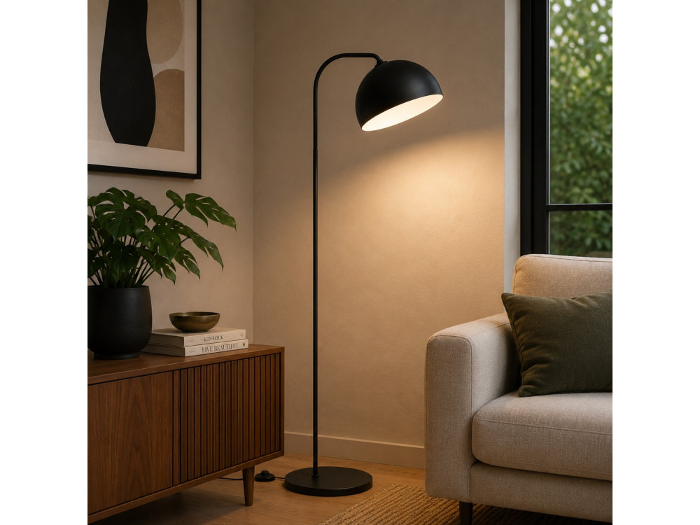 Lampada da terra in metallo "Yaka" - 51 x 51 cm - Nero