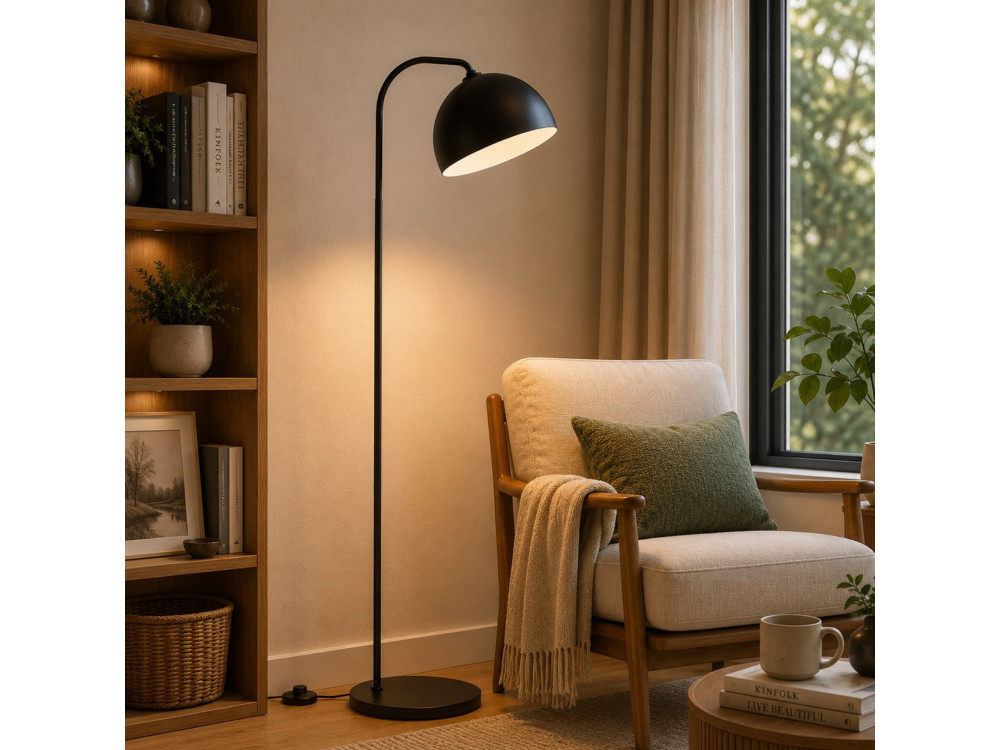 Lampada da terra in metallo "Yaka" - 51 x 51 cm - Nero