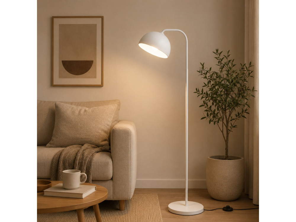 Lampada da terra in metallo "Yaka" - 51 x 51 cm - Bianco