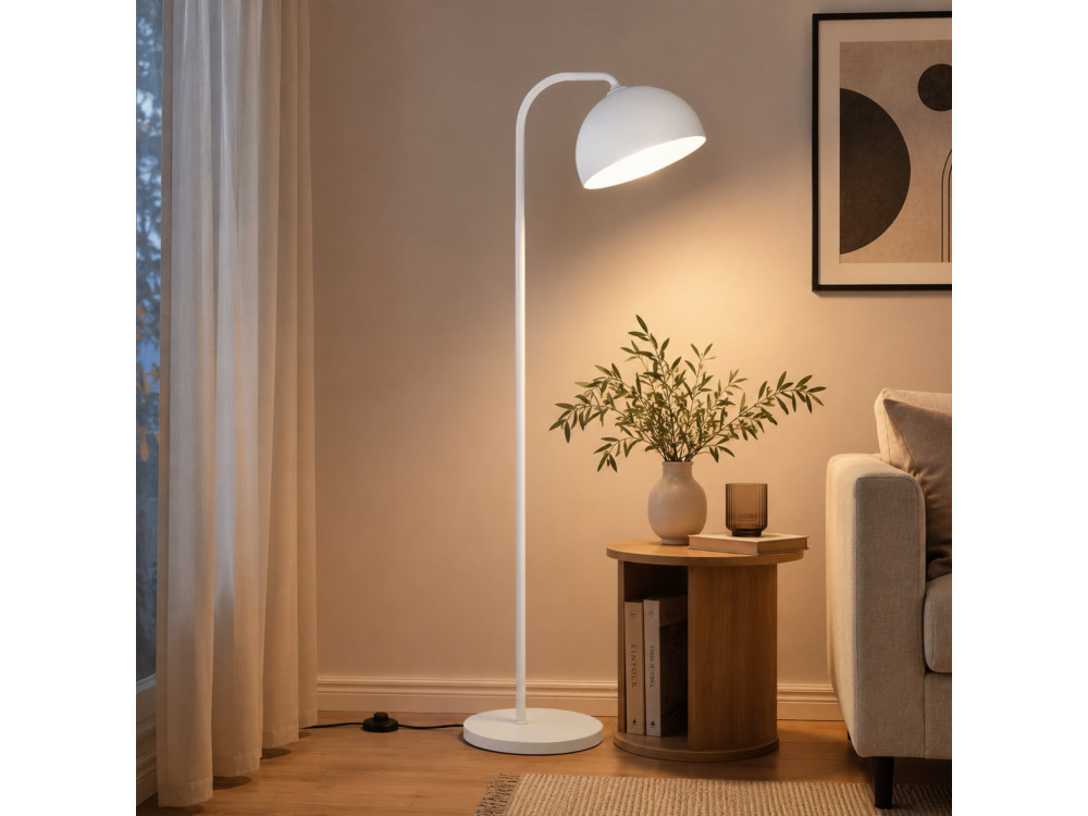 Lampada da terra in metallo "Yaka" - 51 x 51 cm - Bianco