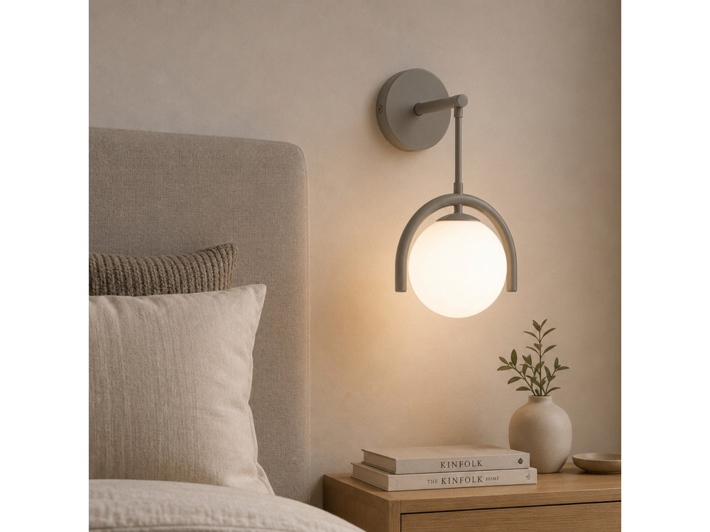 Applique da parete in metallo "GEDIK-20445" - 20 x 20 cm - Grigio