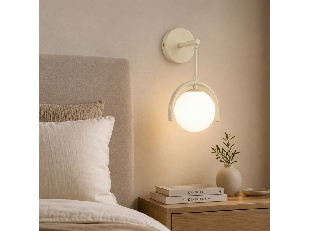 Applique da parete in metallo "GEDIK-20445" - 20 x 20 cm - Beige