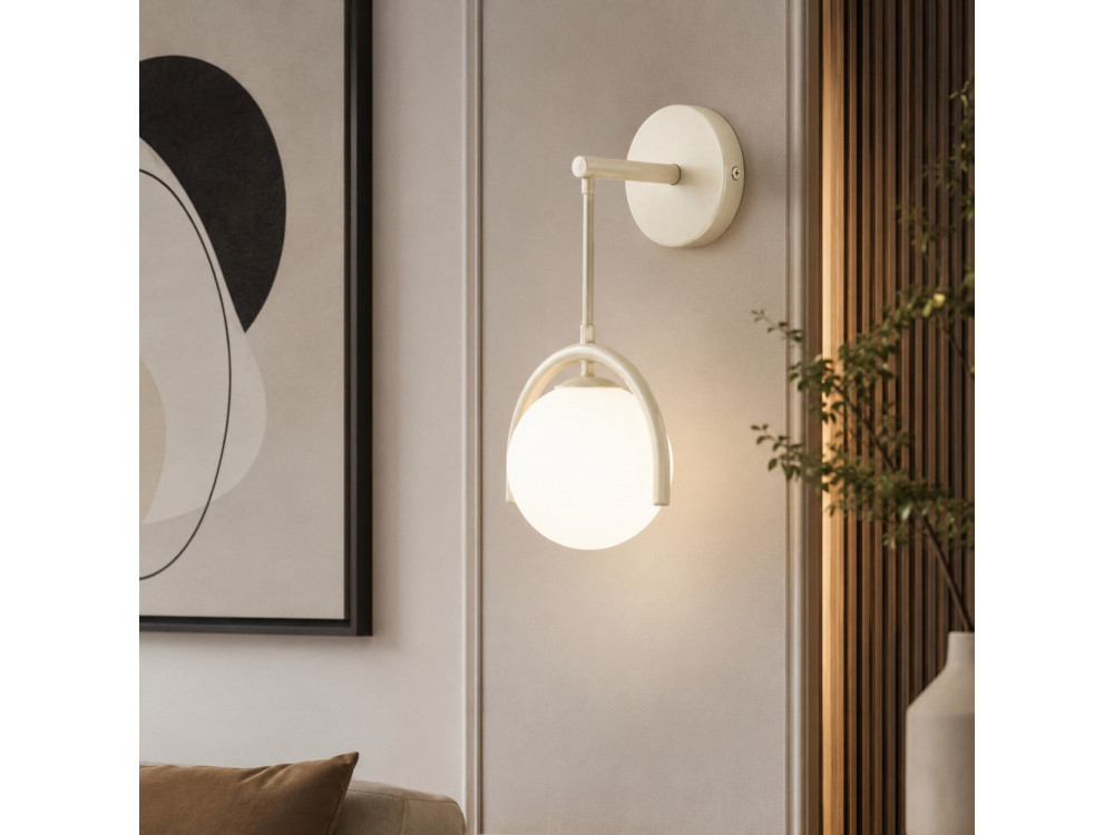 Applique da parete in metallo "GEDIK-20445" - 20 x 20 cm - Beige