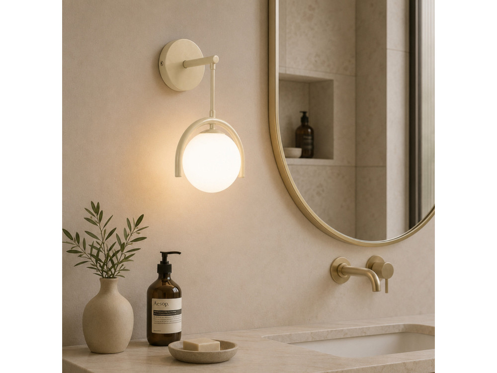 Applique da parete in metallo "GEDIK-20445" - 20 x 20 cm - Beige