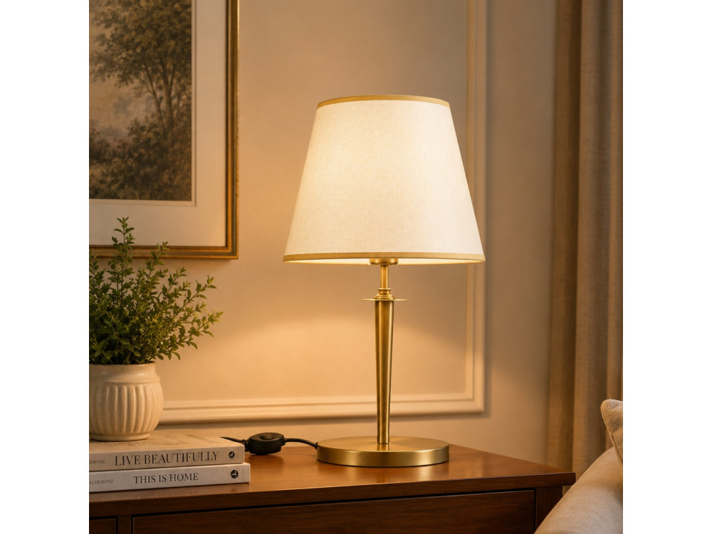 Lampada da tavolo in metallo "Milano" - 31 x 31 cm - Beige