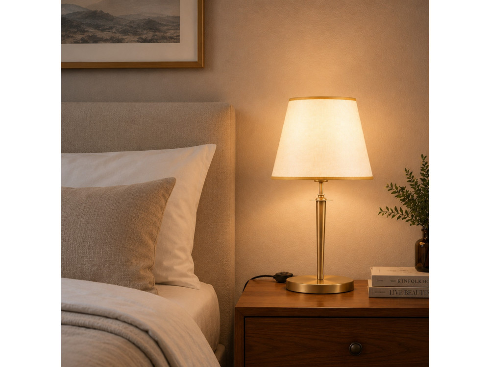 Lampada da tavolo in metallo "Milano" - 31 x 31 cm - Beige