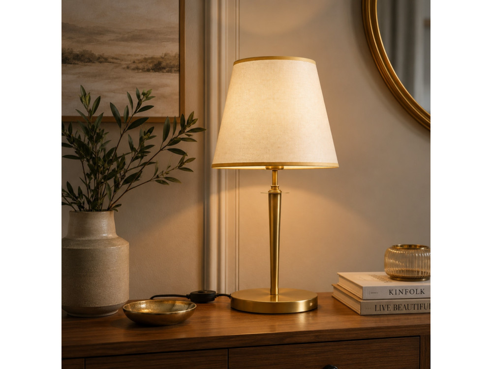 Lampada da tavolo in metallo "Milano" - 31 x 31 cm - Beige