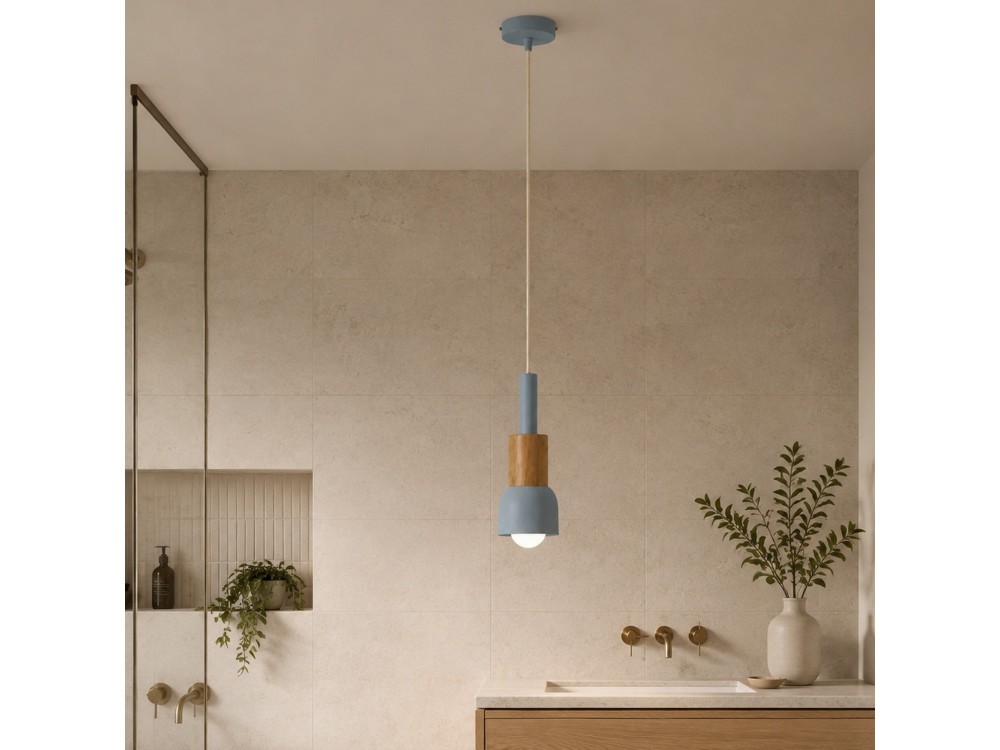 Lampada a sospensione in metallo "Elwood" - 10 x 25 cm - Blu
