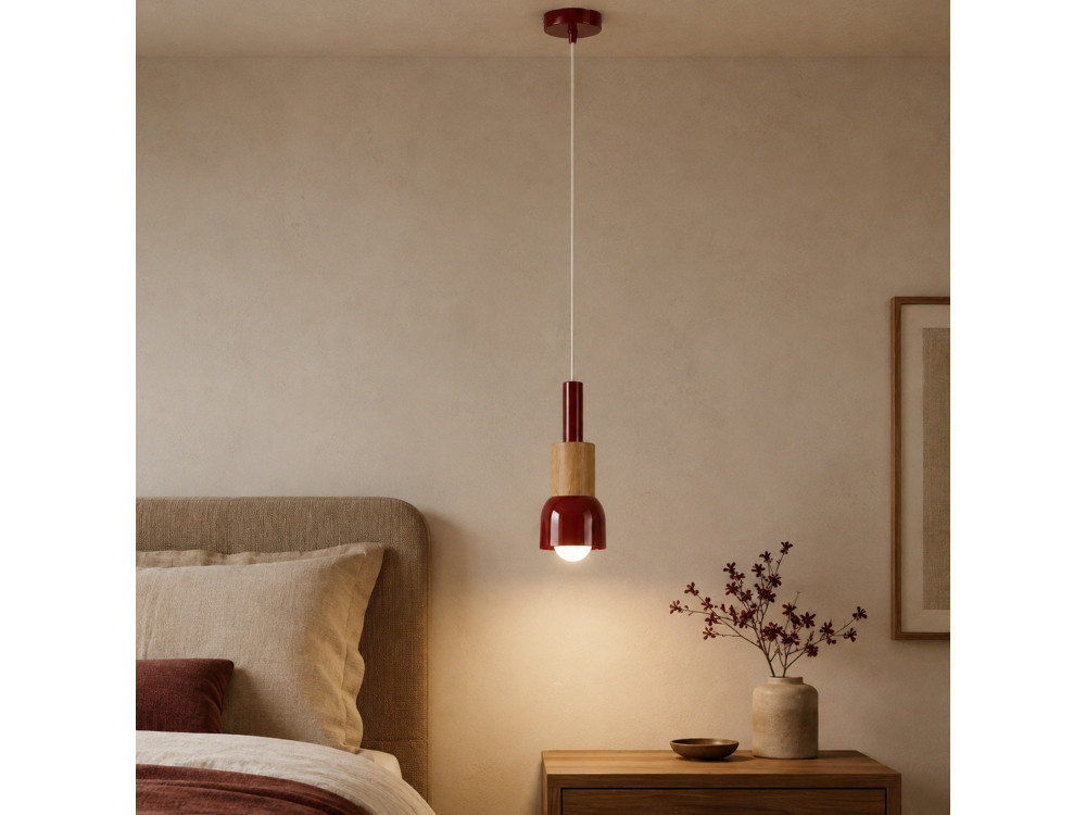 Lampada a sospensione in metallo "Elwood" - 10 x 25 cm - Rossa