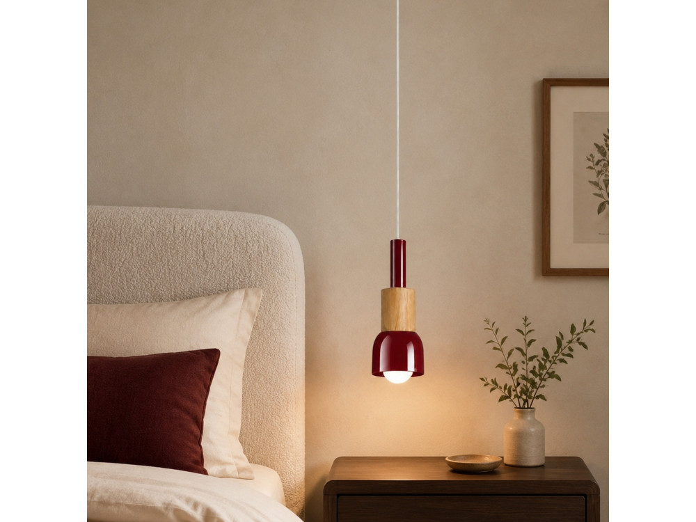 Lampada a sospensione in metallo "Elwood" - 10 x 25 cm - Rossa