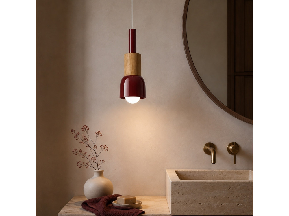 Lampada a sospensione in metallo "Elwood" - 10 x 25 cm - Rossa