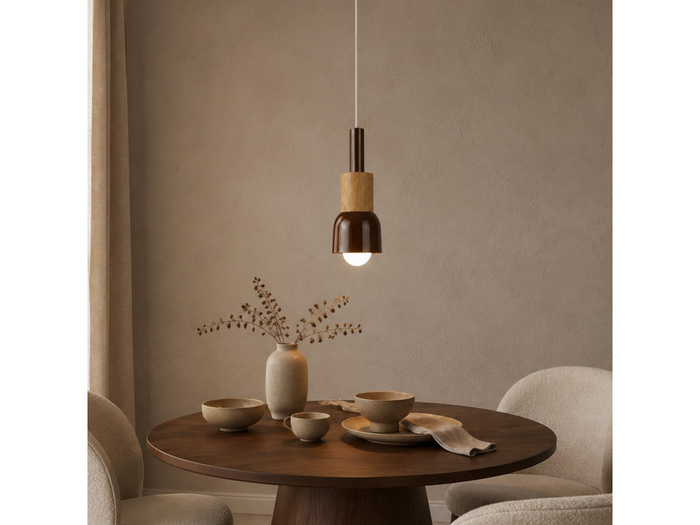 Lampada a sospensione in metallo "Elwood" - 10 x 25 cm - Marrone