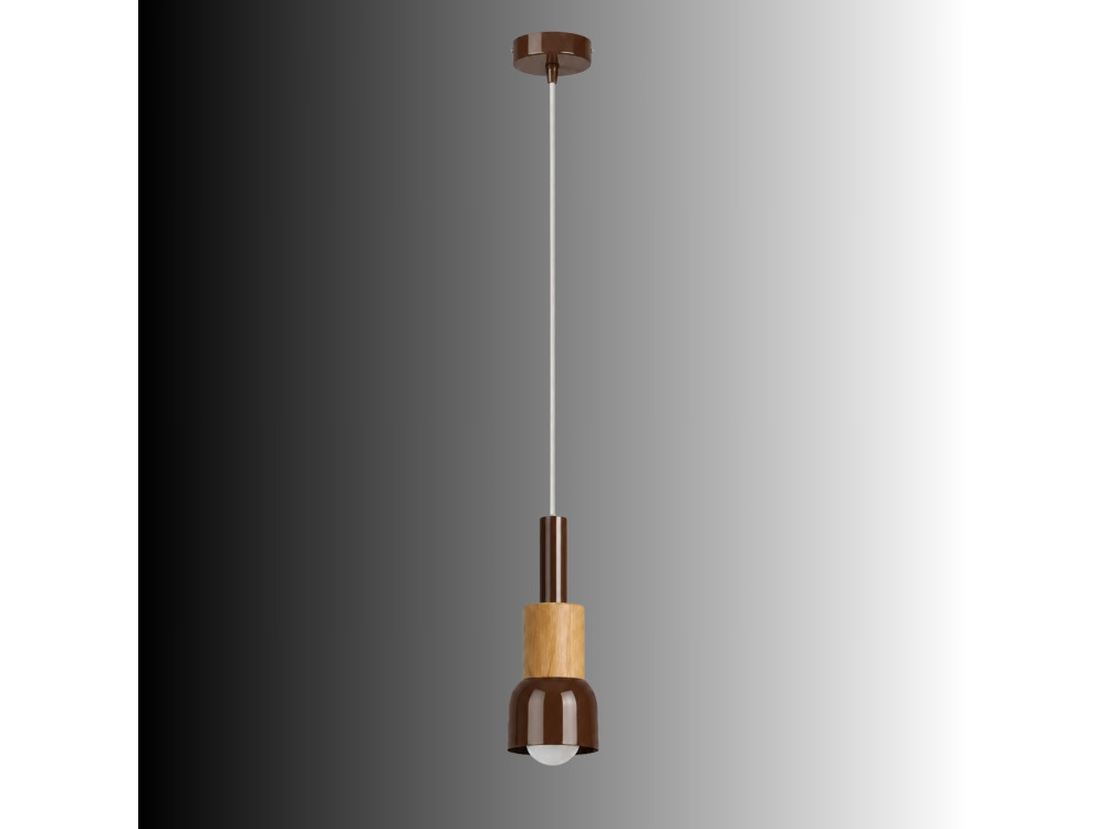 Lampada a sospensione in metallo "Elwood" - 10 x 25 cm - Marrone