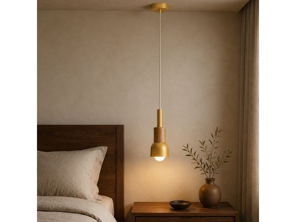 Lampada a sospensione in metallo "Elwood" - 10 x 25 cm - Giallo