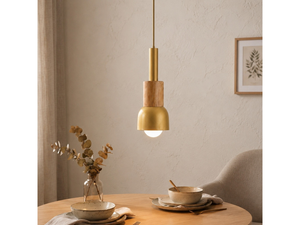 Lampada a sospensione in metallo "Elwood" - 10 x 25 cm - Giallo