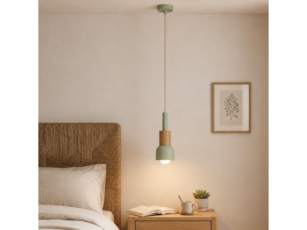 Lampada a sospensione in metallo "Elwood" - 10 x 25 cm - Verde