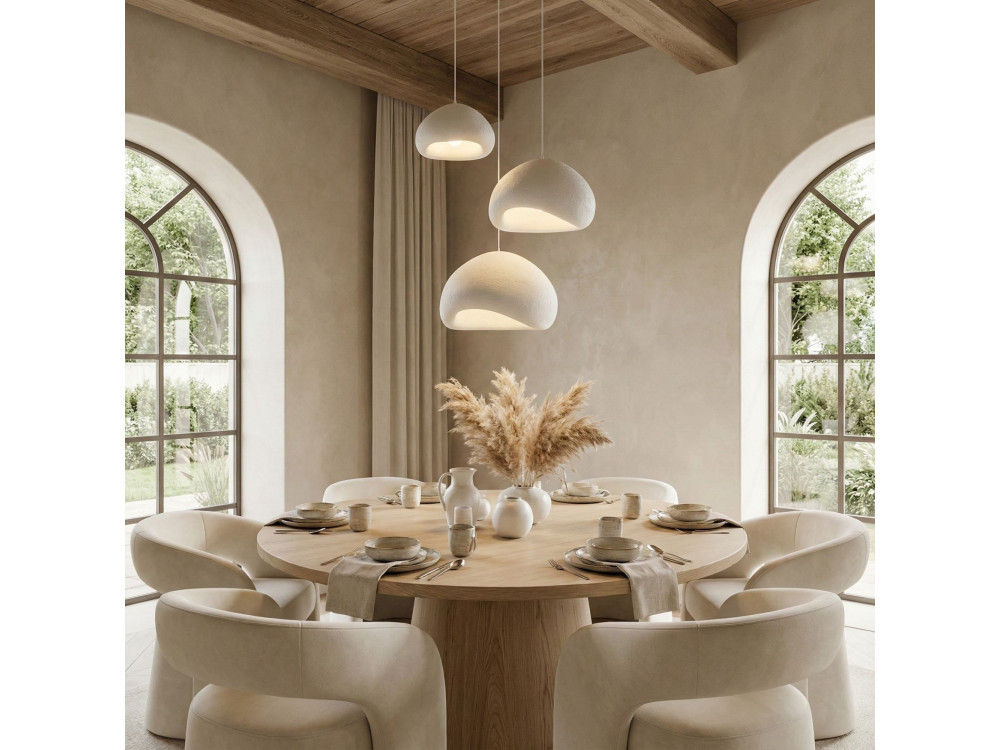 Lampadario in metallo "Loval" - Altezza regolabile 50 - 115 cm - Bianco