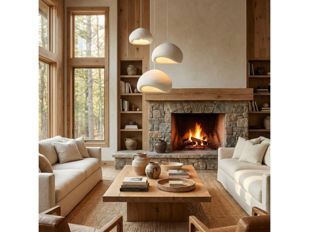 Lampadario in metallo "Loval" - Altezza regolabile 50 - 115 cm - Bianco
