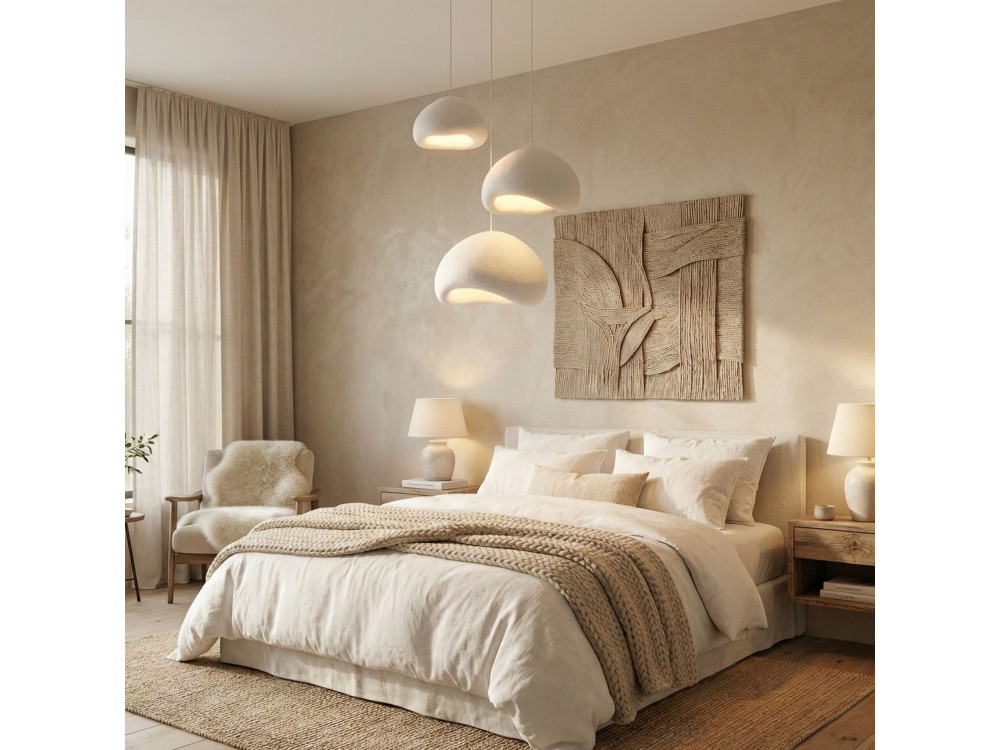 Lampadario in metallo "Loval" - Altezza regolabile 50 - 115 cm - Bianco