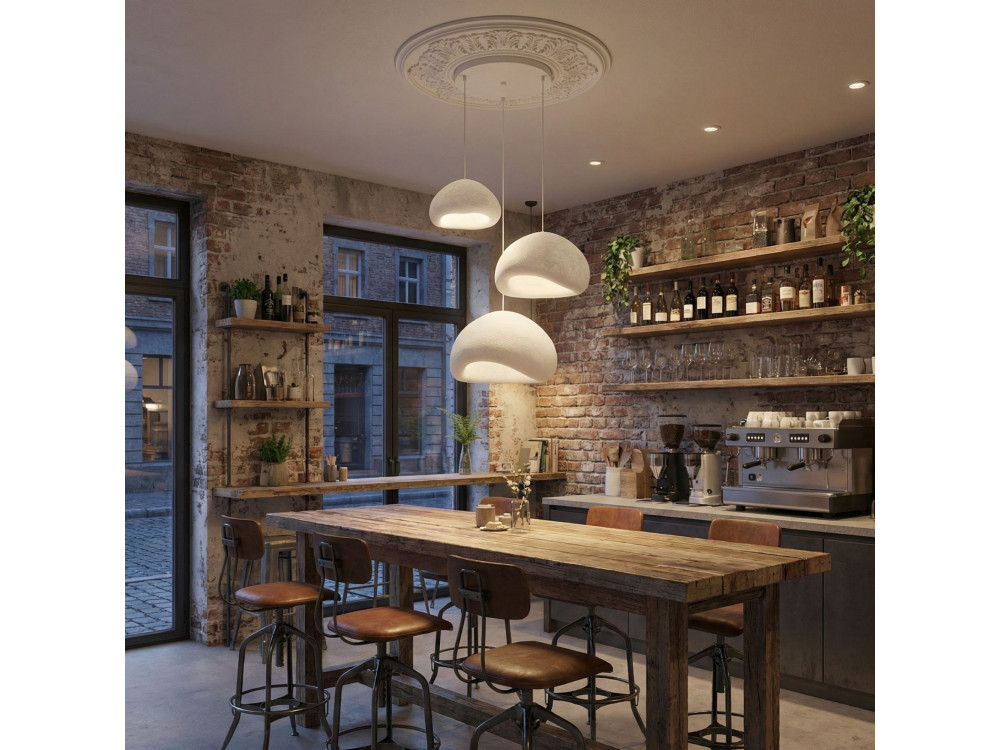 Lampadario in metallo "Loval" - Altezza regolabile 50 - 115 cm - Bianco