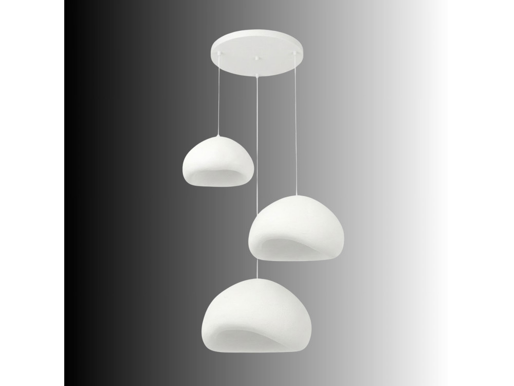 Lampadario in metallo "Loval" - Altezza regolabile 50 - 115 cm - Bianco