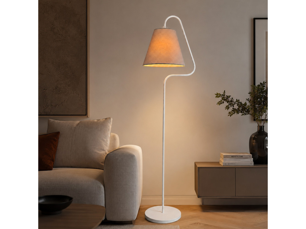 Lampada da terra in metallo "Altur" - 45 x 35 x 162 cm - Bianco
