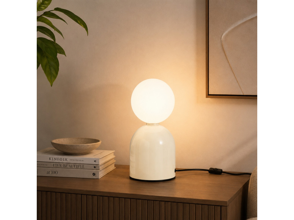 Lampada da tavolo in metallo "Pupa" - 14 x 14 x 25 cm - Beige