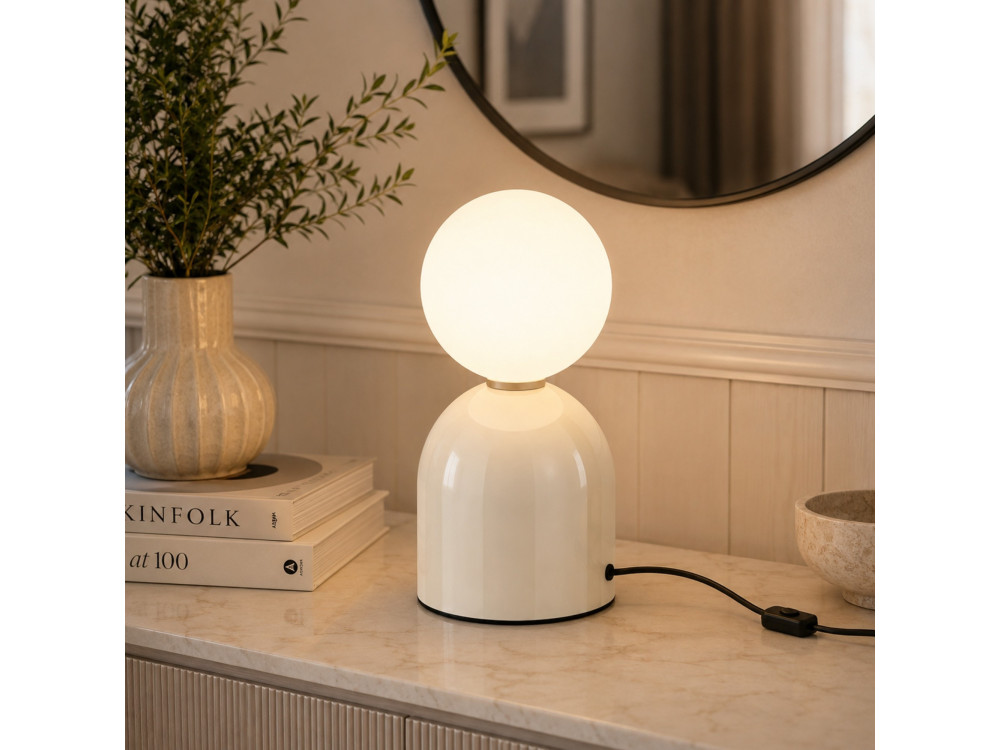 Lampada da tavolo in metallo "Pupa" - 14 x 14 x 25 cm - Beige