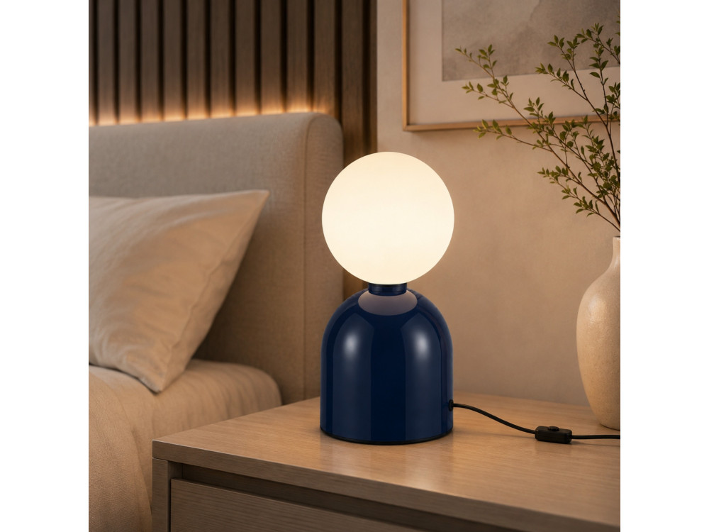 Lampada da tavolo in metallo "Pupa" - 14 x 14 x 25 cm - Blu
