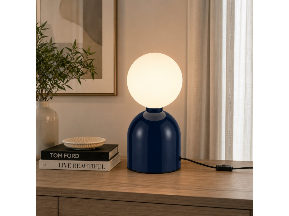 Lampada da tavolo in metallo "Pupa" - 14 x 14 x 25 cm - Blu