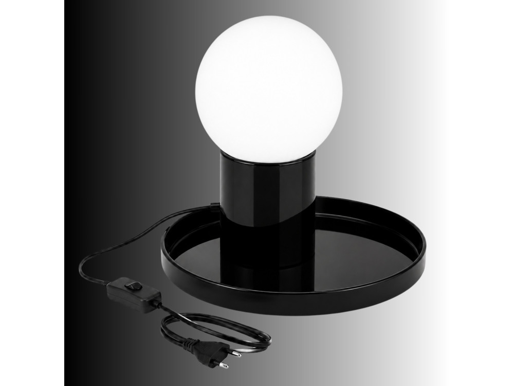 Lampada da tavolo in metallo "Tray" - 20 x 20 x 17 cm - Nera