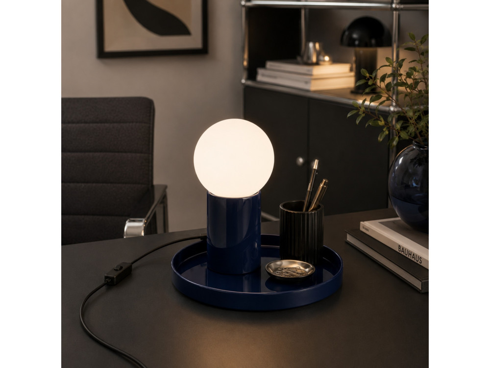 Lampada da tavolo in metallo "Tray" - 20 x 20 x 17 cm - Blu