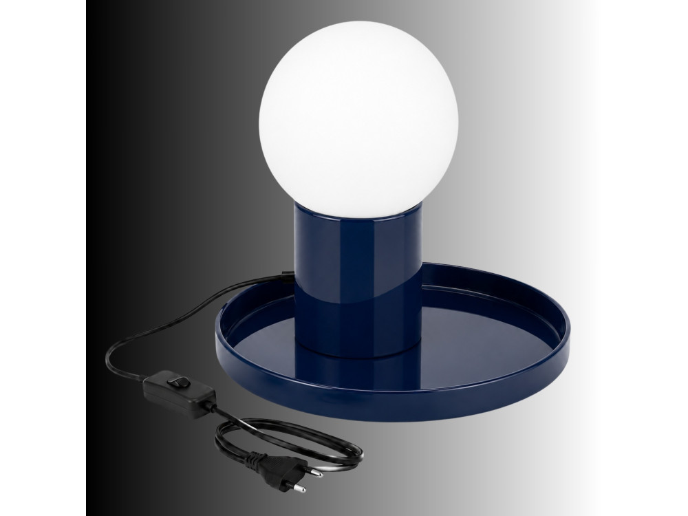 Lampada da tavolo in metallo "Tray" - 20 x 20 x 17 cm - Blu