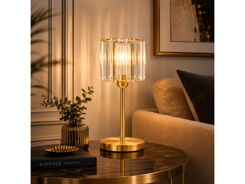 Lampada da tavolo in metallo "Yakops" - 17 x 17 x 50 cm - Giallo