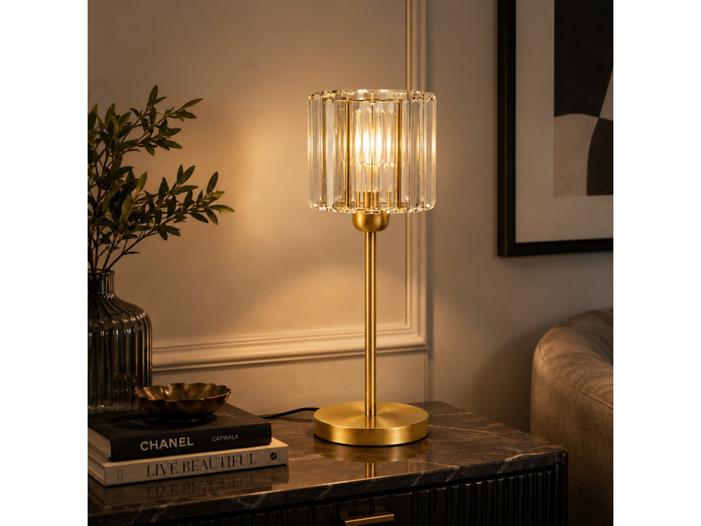 Lampada da tavolo in metallo "Yakops" - 17 x 17 x 50 cm - Giallo