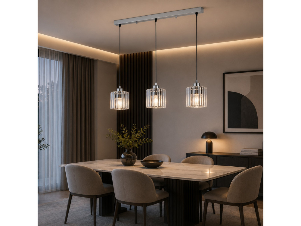 Lampadario in metallo "Yakops" - 65 x 13 x 105 cm - Grigio