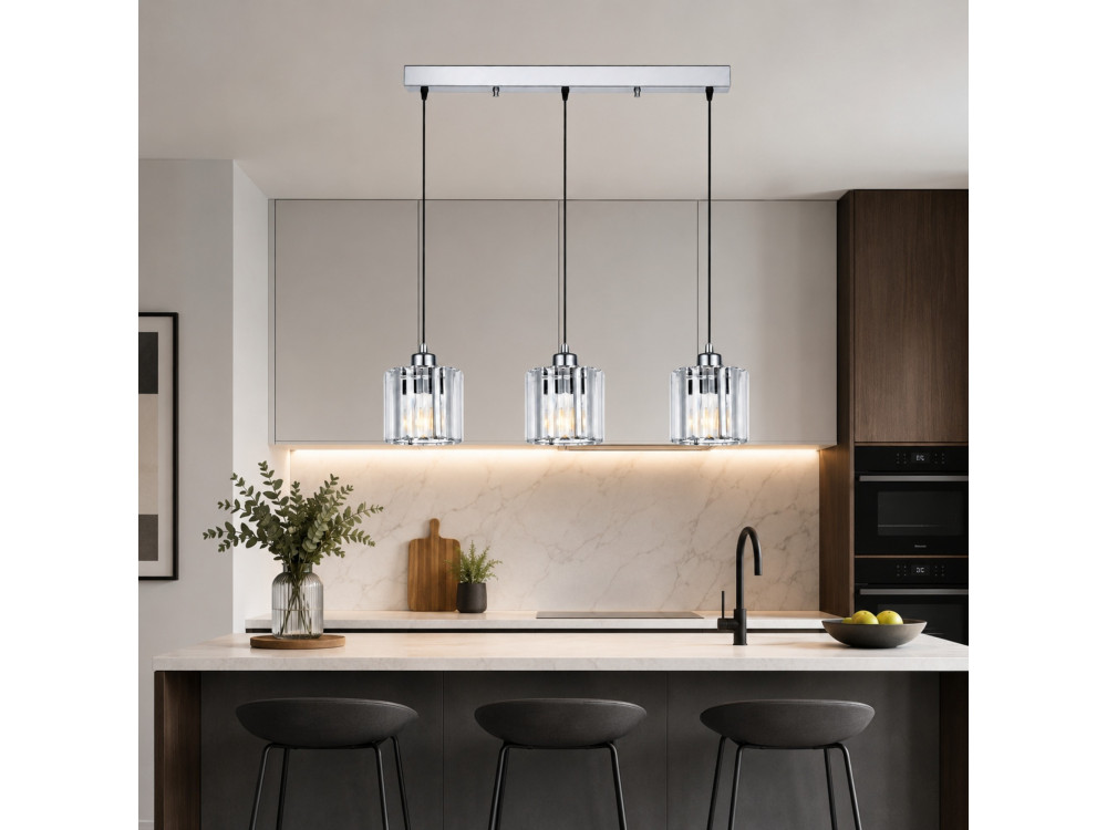 Lampadario in metallo "Yakops" - 65 x 13 x 105 cm - Grigio