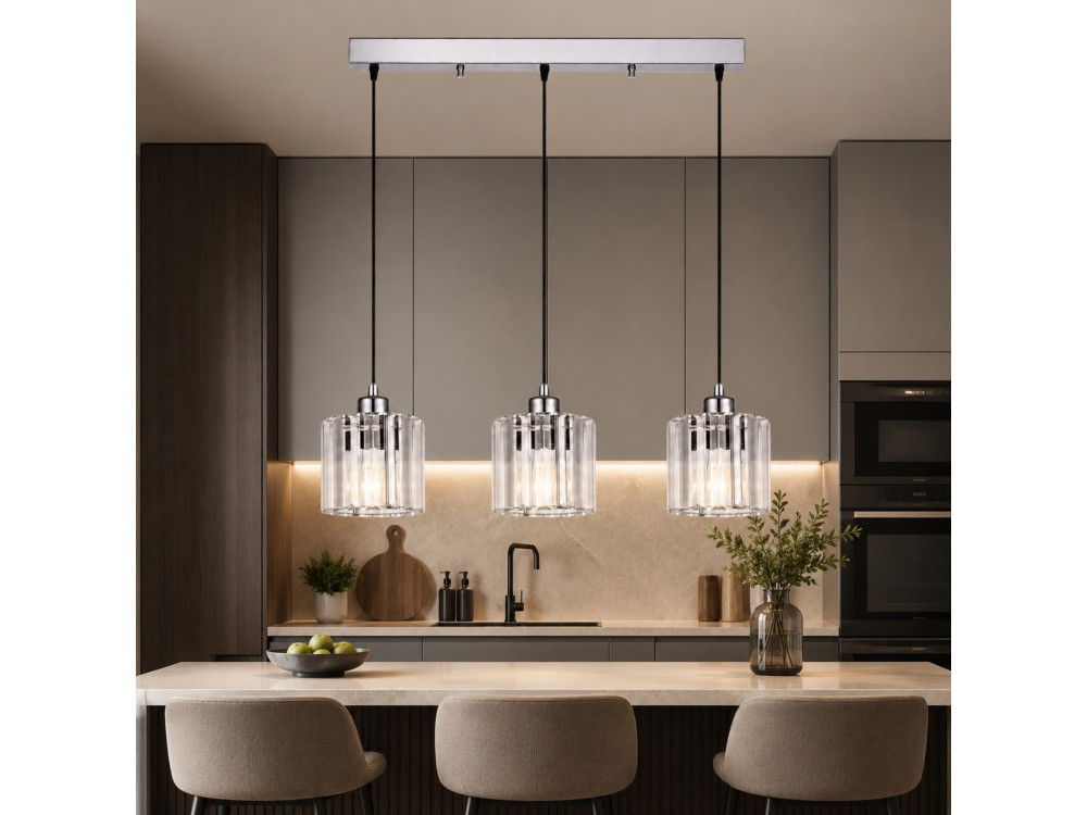 Lampadario in metallo "Yakops" - 65 x 13 x 105 cm - Grigio