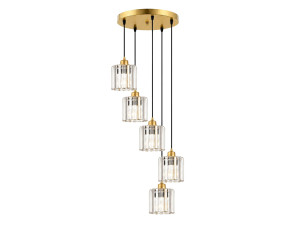 Lampadario in metallo "Yakops" - 47 x 47 x 105 cm - Giallo