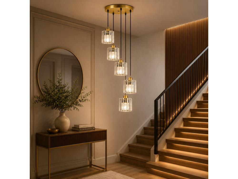 Lampadario in metallo "Yakops" - 47 x 47 x 105 cm - Giallo