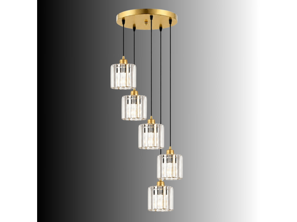 Lampadario in metallo "Yakops" - 47 x 47 x 105 cm - Giallo