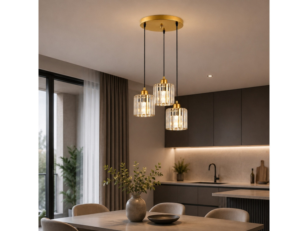 Lampadario in metallo "Yakops" - 37 x 37 x 85 cm - Giallo