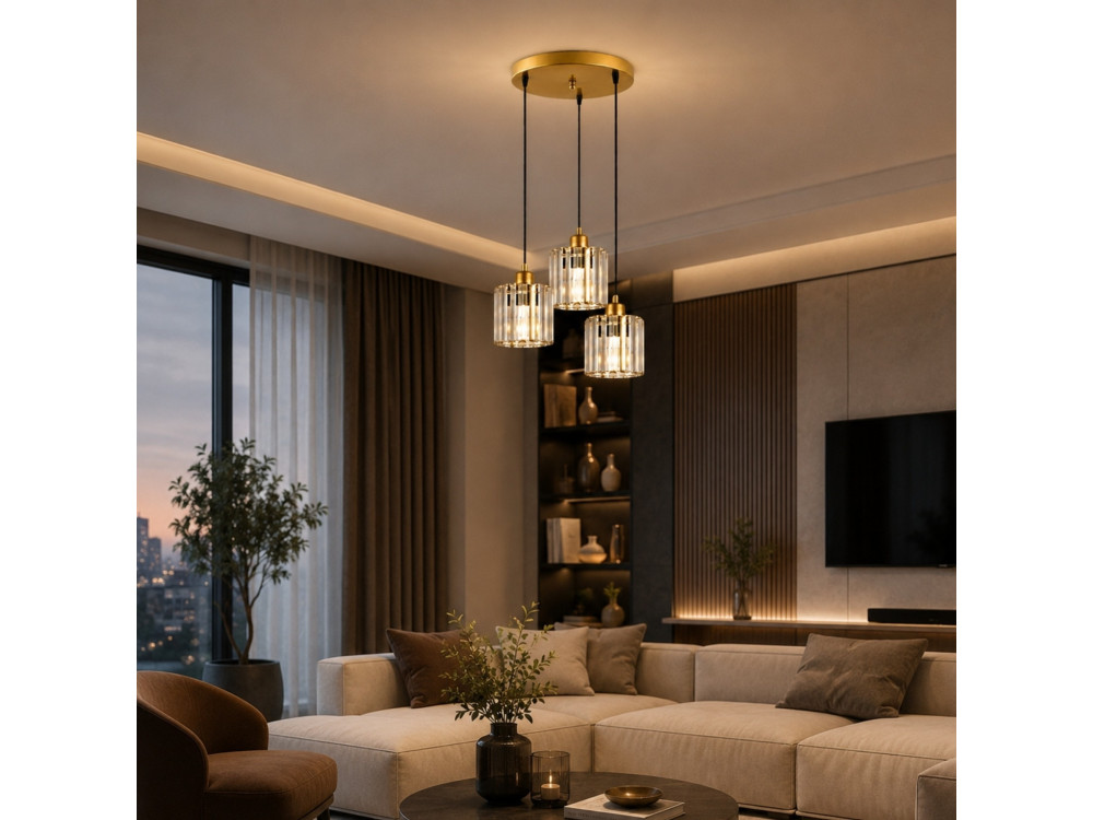 Lampadario in metallo "Yakops" - 37 x 37 x 85 cm - Giallo