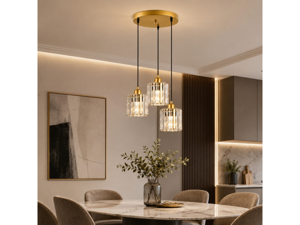 Lampadario in metallo "Yakops" - 37 x 37 x 85 cm - Giallo