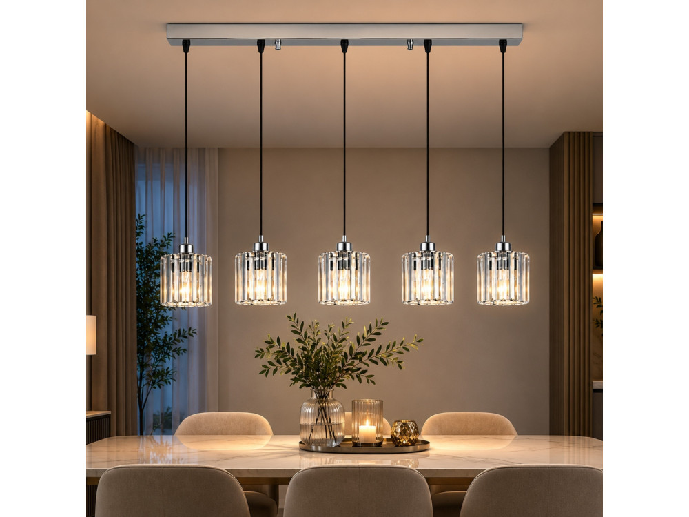 Lampadario in metallo "Yakops" - 85 x 13 x 100 cm - Grigio