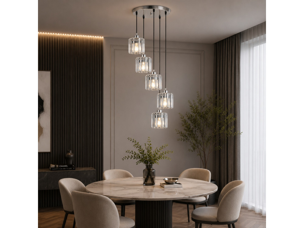 Lampadario in metallo "Yakops" - 47 x 47 x 105 cm - Grigio