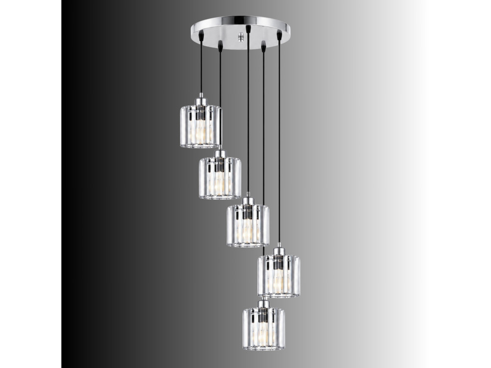 Lampadario in metallo "Yakops" - 47 x 47 x 105 cm - Grigio