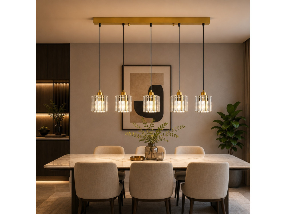 Lampadario in metallo "Yakops" - 85 x 13 x 100 cm - Giallo